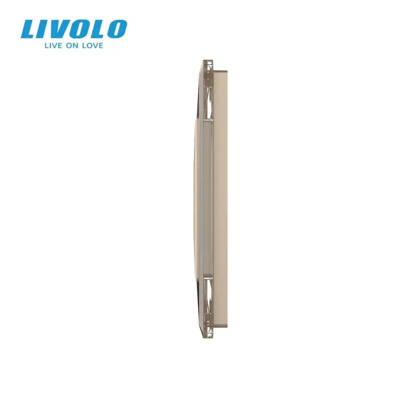 Рамка 3-постова LIVOLO, загартоване скло, золота 2.5D, 223×80 мм