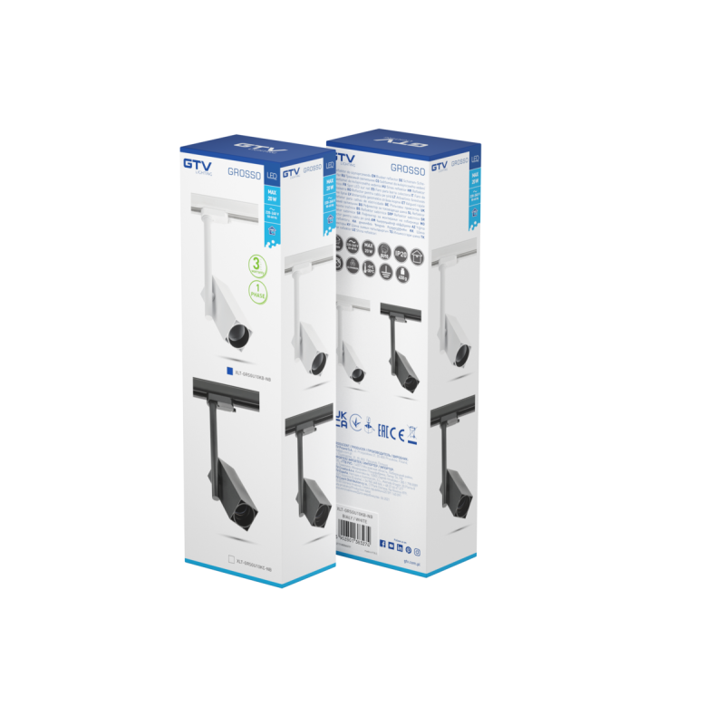 Трековий світильник 1-фазовий GROSSO GU10 IP20 квадратний білий GTV XLT-GRSGU10KB-NB