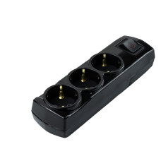 Колодка Violux 3-я с заземлением черная с выключателем ( 910290 )