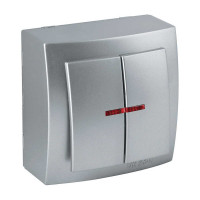 Выключатель Nilson Themis серебро 2кл с подсветкой ( 26131004 )