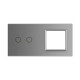 Рамка 2-постовая для 2-сенсорного выключателя и розетки (2-0) LIVOLO, закаленное стекло, серая матовая, 15