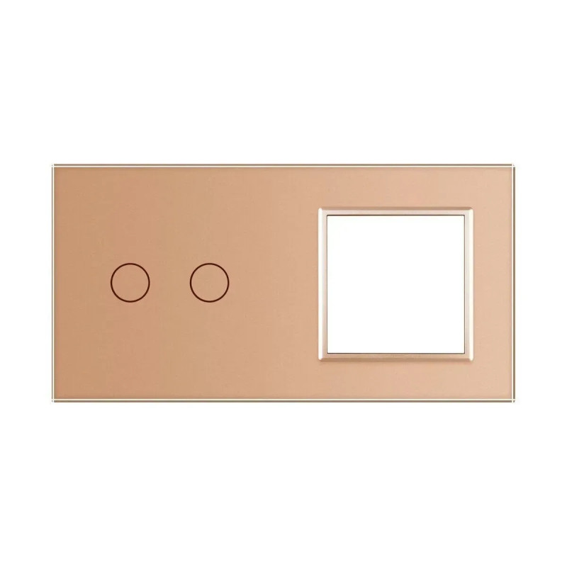 Рамка 2-постова для 2-сенсорного вимикача та розетки (2-0) LIVOLO, загартоване скло, золота матова, 