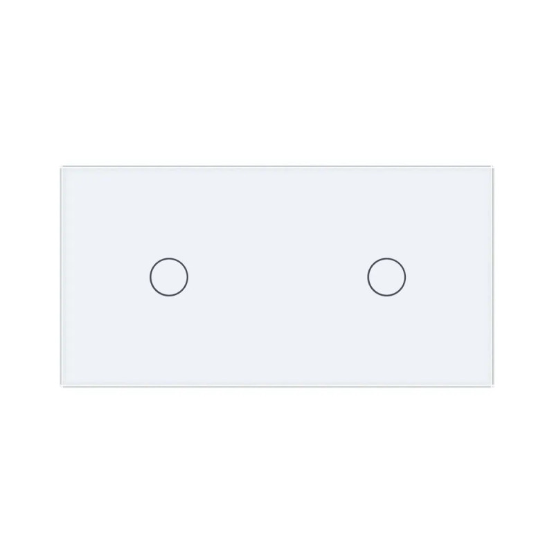 Рамка 2-постовая для двух 1-сенсорных выключателей (1-1) LIVOLO, закаленное стекло, белая, 151×80 мм (VL-P