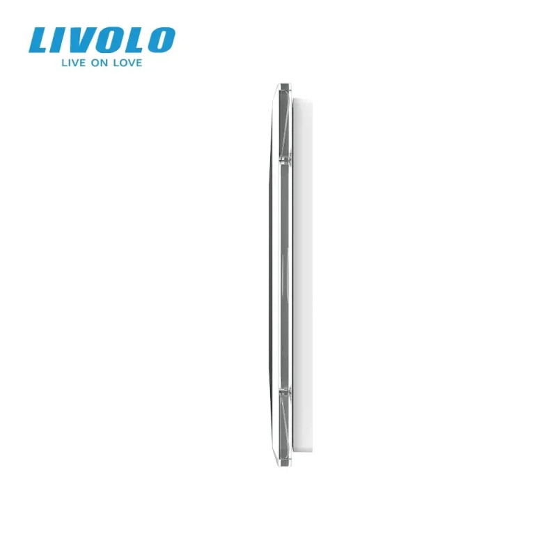 Рамка 2-постова для двох 1-сенсорних вимикачів (1-1) LIVOLO, загартоване скло, біла 2.5D 2.5D, 151×8