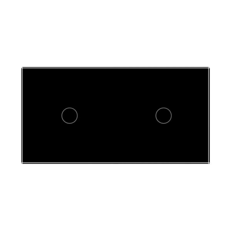 Рамка 2-постовая для двух 1-сенсорных выключателей (1-1) LIVOLO, закаленное стекло, черная, 151×80 мм (VL-