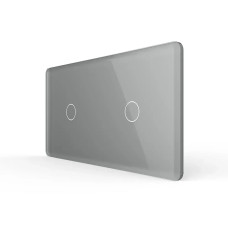 Рамка 2-постова для двох 1-сенсорних вимикачів (1-1) LIVOLO, загартоване скло, сіра 2.5D 2.5D, 151×8