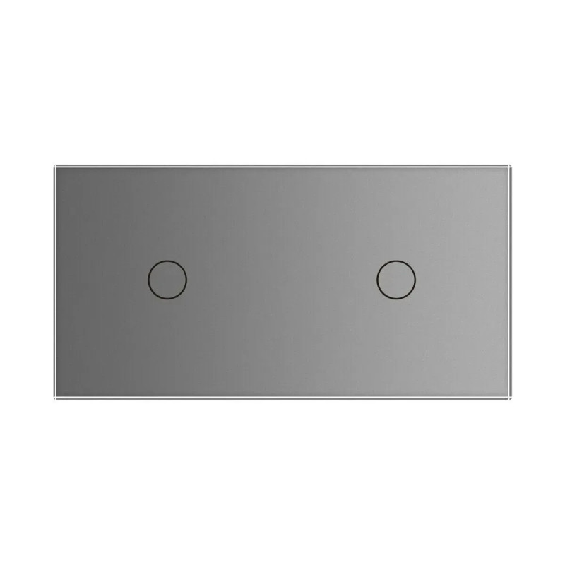 Рамка 2-постова для двох 1-сенсорних вимикачів (1-1) LIVOLO, загартоване скло, сіра матова матова, 1