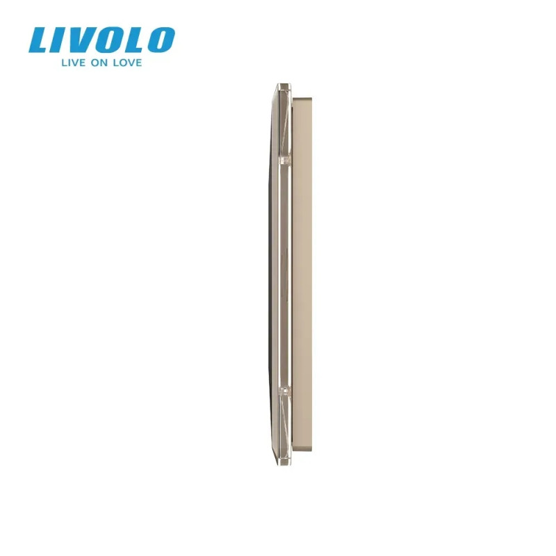 Рамка 2-постова для двох 1-сенсорних вимикачів (1-1) LIVOLO, загартоване скло, золота 2.5D 2.5D, 151