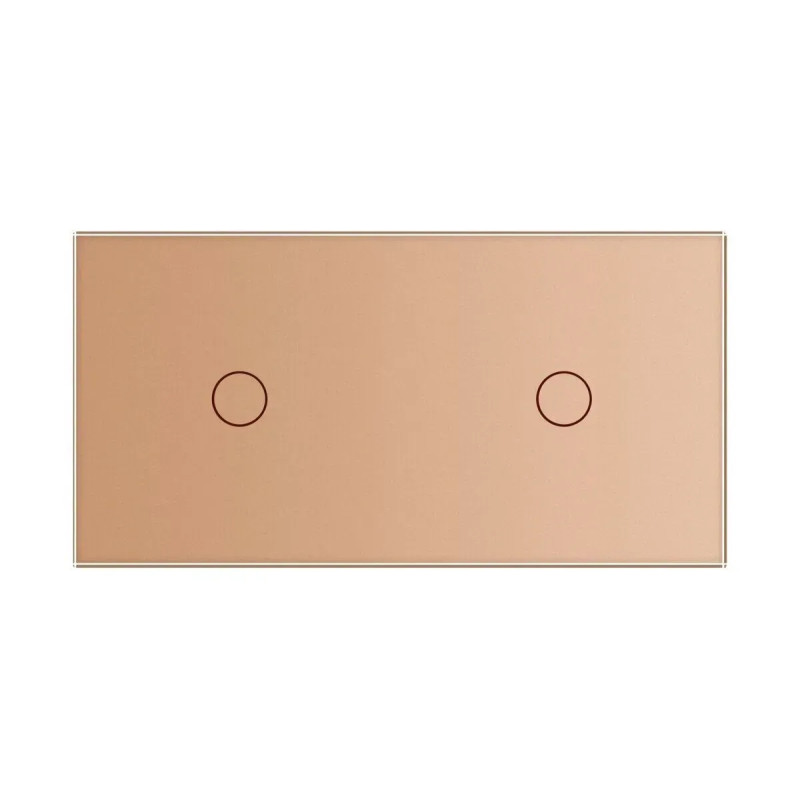 Рамка 2-постовая для двух 1-сенсорных выключателей (1-1) LIVOLO, закаленное стекло, золотая матовая матовая,