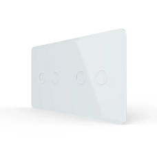 Рамка 2-постова для двох 2-сенсорних вимикачів (2-2) LIVOLO, загартоване скло, біла 2.5D, 151×80 мм
