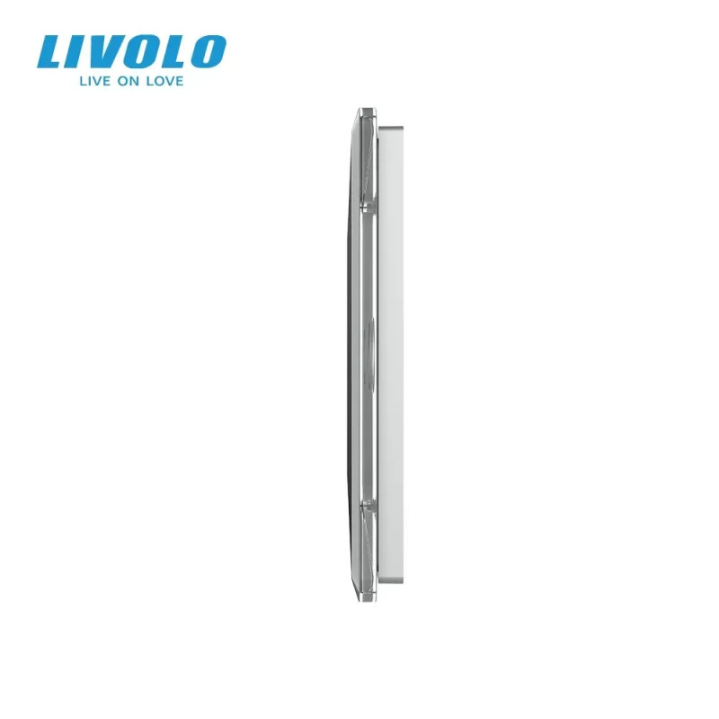 Рамка 2-постова для 1-сенсорного та 2-сенсорного вимикачів (1-2) LIVOLO, загартоване скло, сіра 2.5D