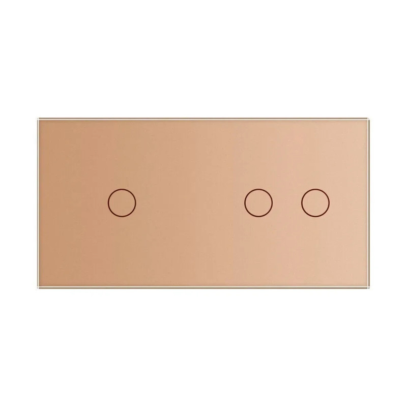 Рамка 2-постова для 1-сенсорного та 2-сенсорного вимикачів (1-2) LIVOLO, загартоване скло, золота, 1