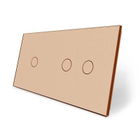 Рамка 2-постовая для 1-сенсорного и 2-сенсорного выключателей (1-2) LIVOLO, закаленное стекло, золотая, 1