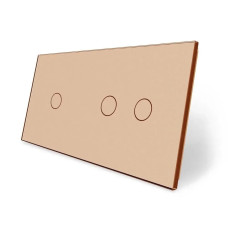 Рамка 2-постовая для 1-сенсорного и 2-сенсорного выключателей (1-2) LIVOLO, закаленное стекло, золотая, 1