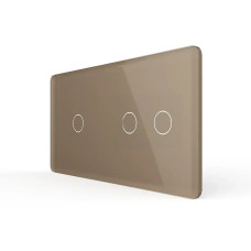 Рамка 2-постова для 1-сенсорного та 2-сенсорного вимикачів (1-2) LIVOLO, загартоване скло, золота 2.