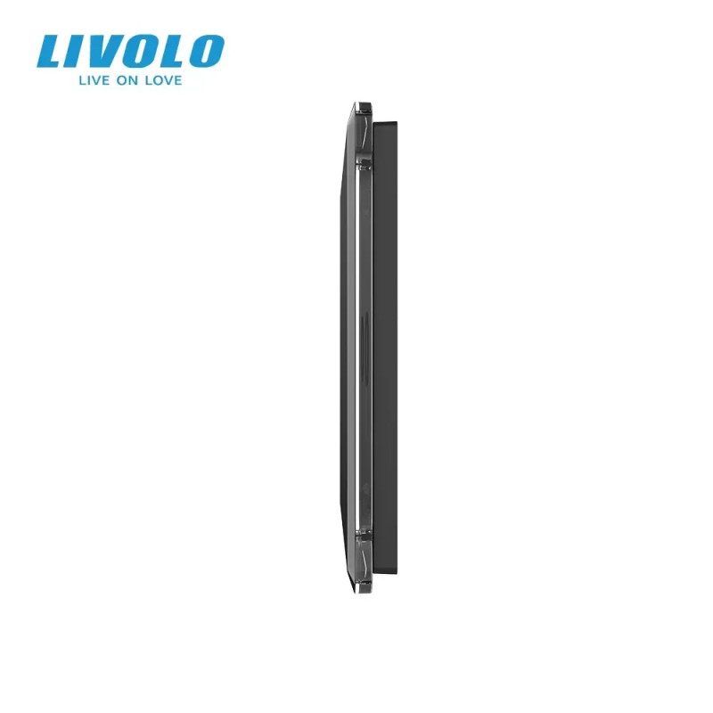 Рамка 1-постовая для 2-сенсорного выключателя LIVOLO, закаленное стекло, черная 2.5D, 80×80 мм