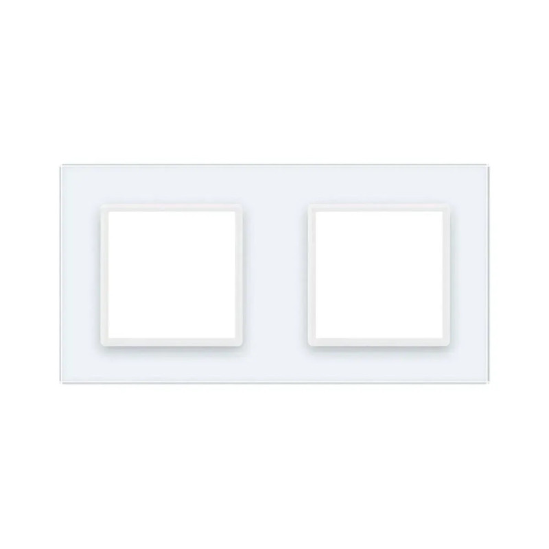 Рамка 2-постовая LIVOLO, закаленное стекло, белая матовая, 151×80 мм (VL-P7E/E-4WS066)