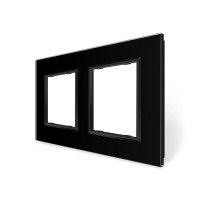 Рамка 2-постовая LIVOLO, закаленное стекло, черная матовая, 151×80 мм (VL-P7E/E-4BS06)
