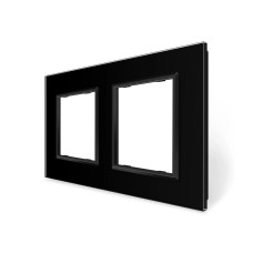 Рамка 2-постовая LIVOLO, закаленное стекло, черная матовая, 151×80 мм (VL-P7E/E-4BS06)