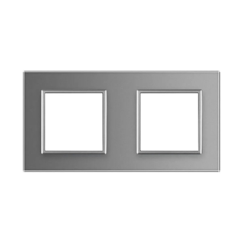 Рамка 2-постова LIVOLO, загартоване скло, сіра матова, 151×80 мм (VL-P7E/E-4IS06)