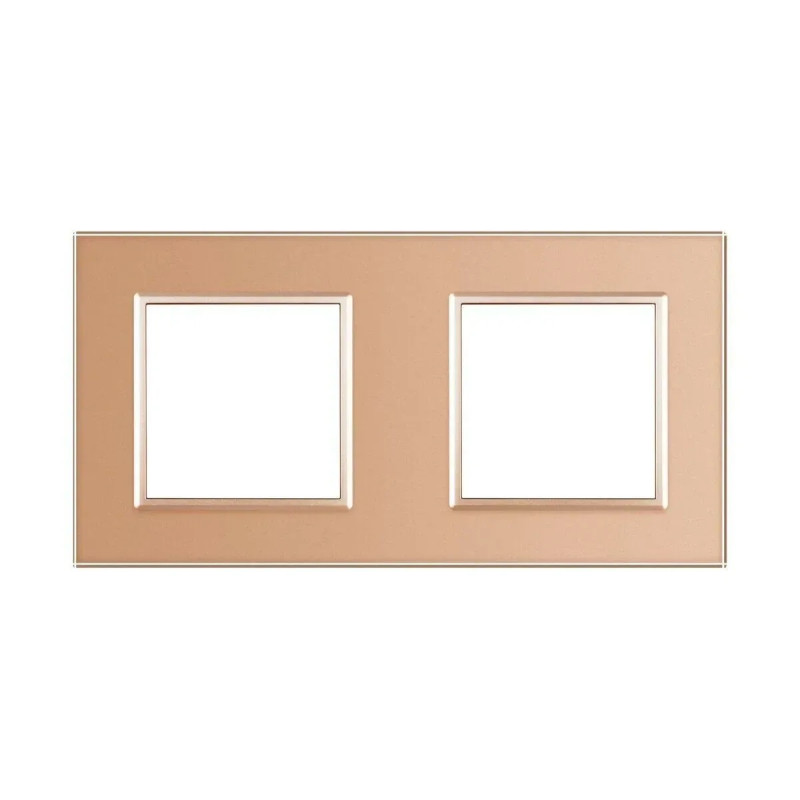 Рамка 2-постовая LIVOLO, закаленное стекло, золотая, 151×80 мм (VL-P7E/E-4A)