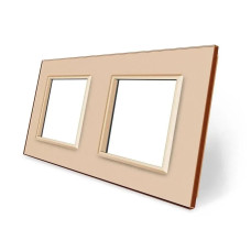 Рамка 2-постовая LIVOLO, закаленное стекло, золотая, 151×80 мм (VL-P7E/E-4A)