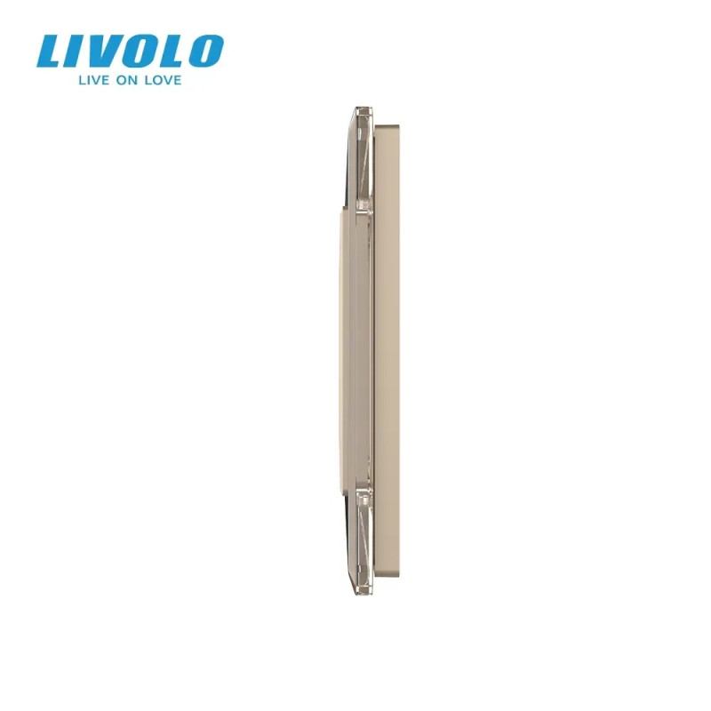 Рамка 2-постовая LIVOLO, закаленное стекло, золотая 2.5D, 151×80 мм