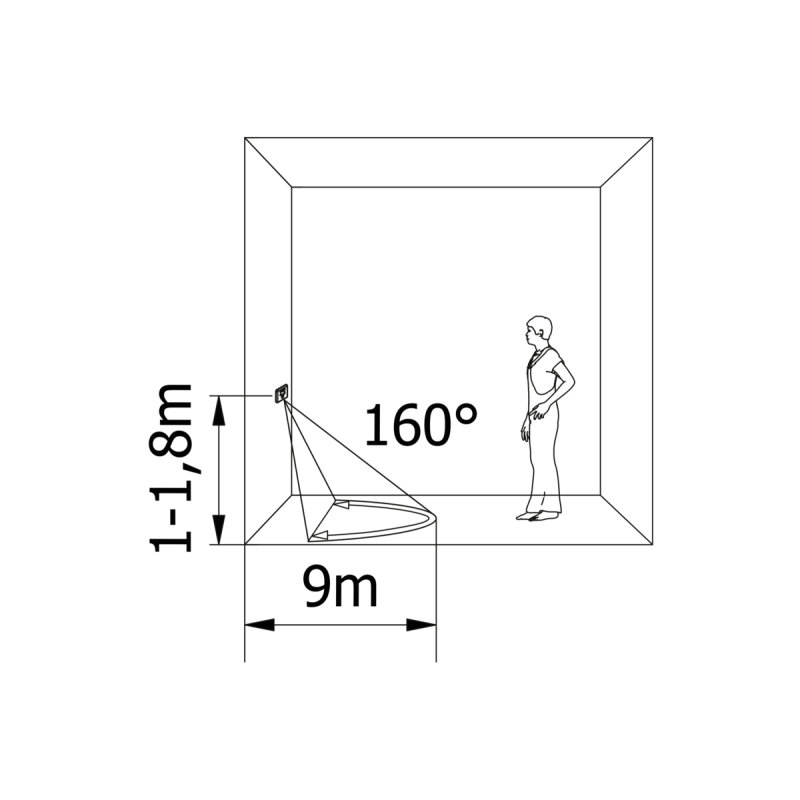 Датчик движения CR-4, макс 500 Вт угол обнаружения 160° 12 м ± 1,8-2,5 м IP20 белый GTV CR-CR4L00-00