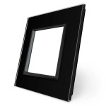 Рамка 1-постова LIVOLO, загартоване скло, чорна матова, 80×80 мм (VL-P7E-2BS06)