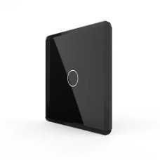 Рамка 1-постова для 1-сенсорного вимикача LIVOLO, загартоване скло, чорна 2.5D, 80×80 мм