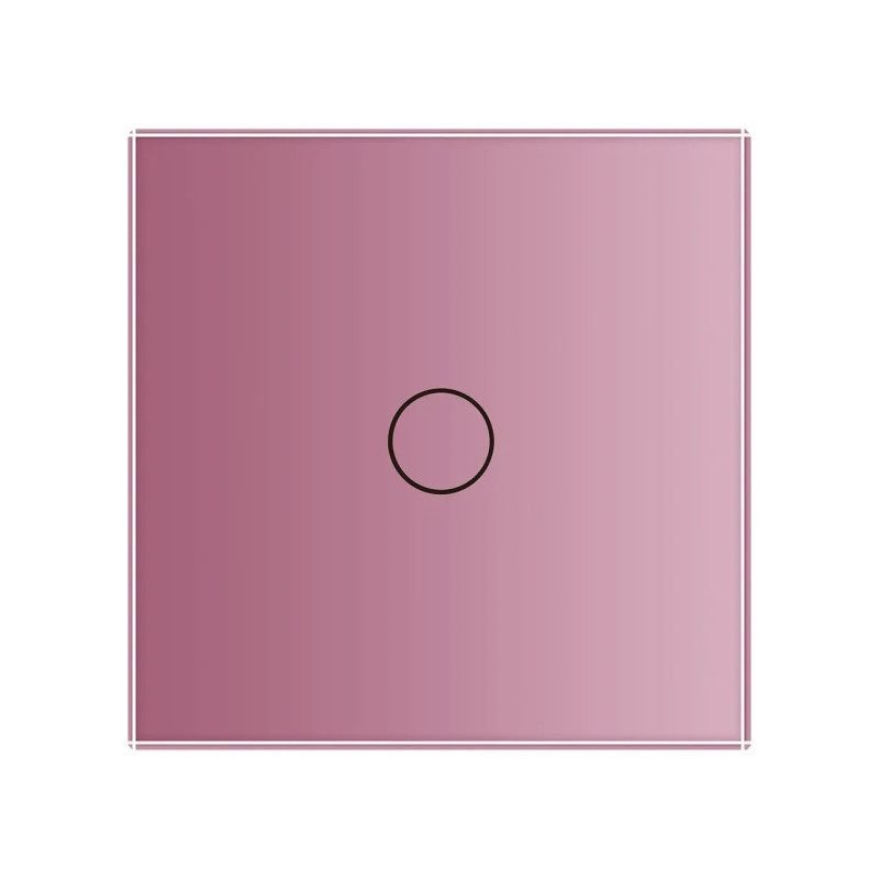 Рамка 1-постовая для 1-сенсорного выключателя LIVOLO, закаленное стекло, розовая, 80×80 мм (C7-C1-17)