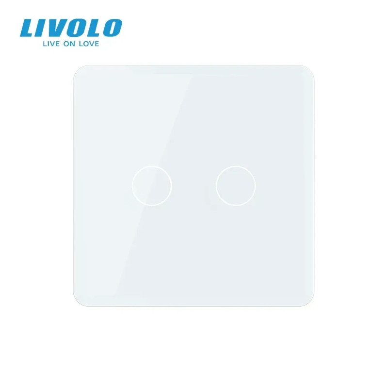 Рамка 1-постова для 2-сенсорного вимикача LIVOLO, загартоване скло, біла 2.5D, 80×80 мм
