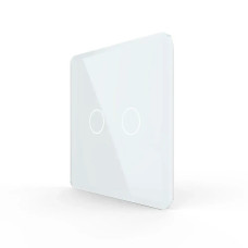 Рамка 1-постова для 2-сенсорного вимикача LIVOLO, загартоване скло, біла 2.5D, 80×80 мм