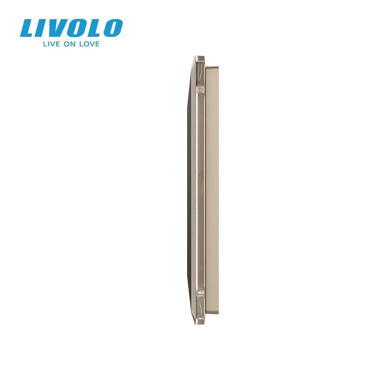 Рамка 1-постова для 2-сенсорного вимикача LIVOLO, загартоване скло, золота 2.5D, 80×80 мм