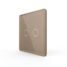 Рамка 1-постова для 2-сенсорного вимикача LIVOLO, загартоване скло, золота 2.5D, 80×80 мм