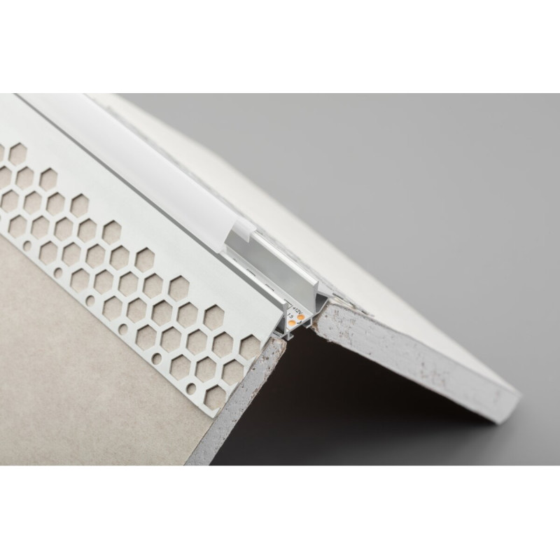 Профиль светодиодный GLAX угловой, наружный для плит ГК, 3 м+техническая крышка, не анодированный GTV (без рассеивателя) PA-GLAXGKZK3M-00C