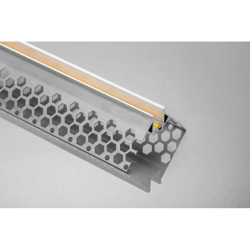 Профиль светодиодный GLAX угловой, наружный для плит ГК, 3 м+техническая крышка, не анодированный GTV (без рассеивателя) PA-GLAXGKZK3M-00C