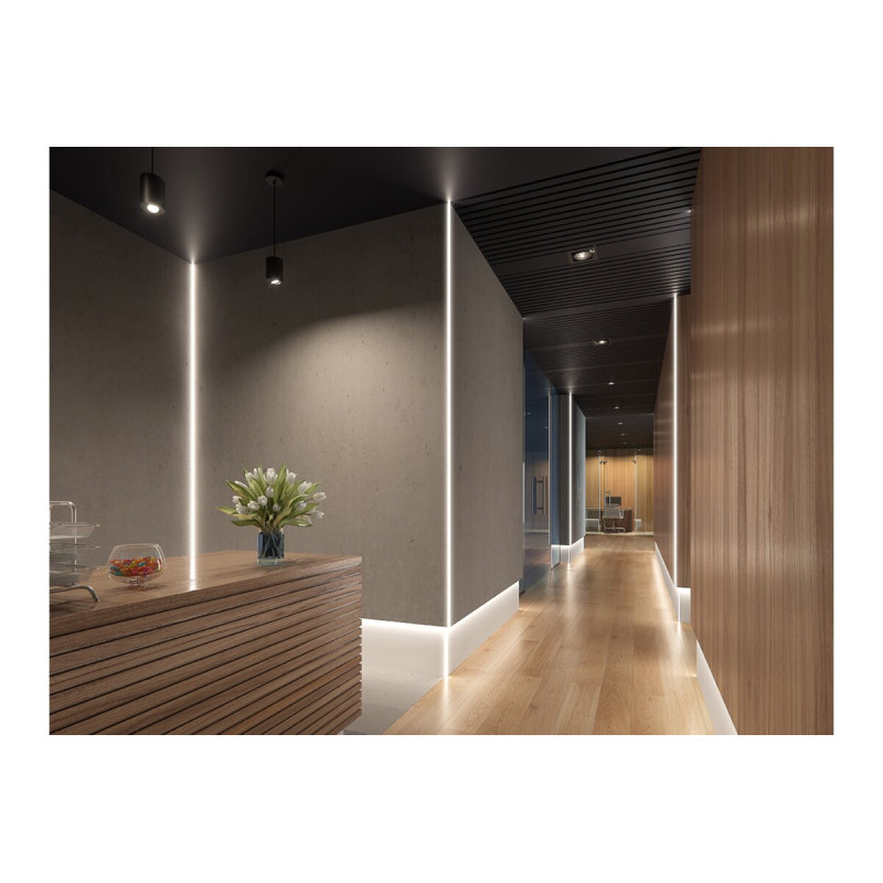 Профиль светодиодный GLAX угловой, наружный для плит ГК, 3 м+техническая крышка, не анодированный GTV (без рассеивателя) PA-GLAXGKZK3M-00C