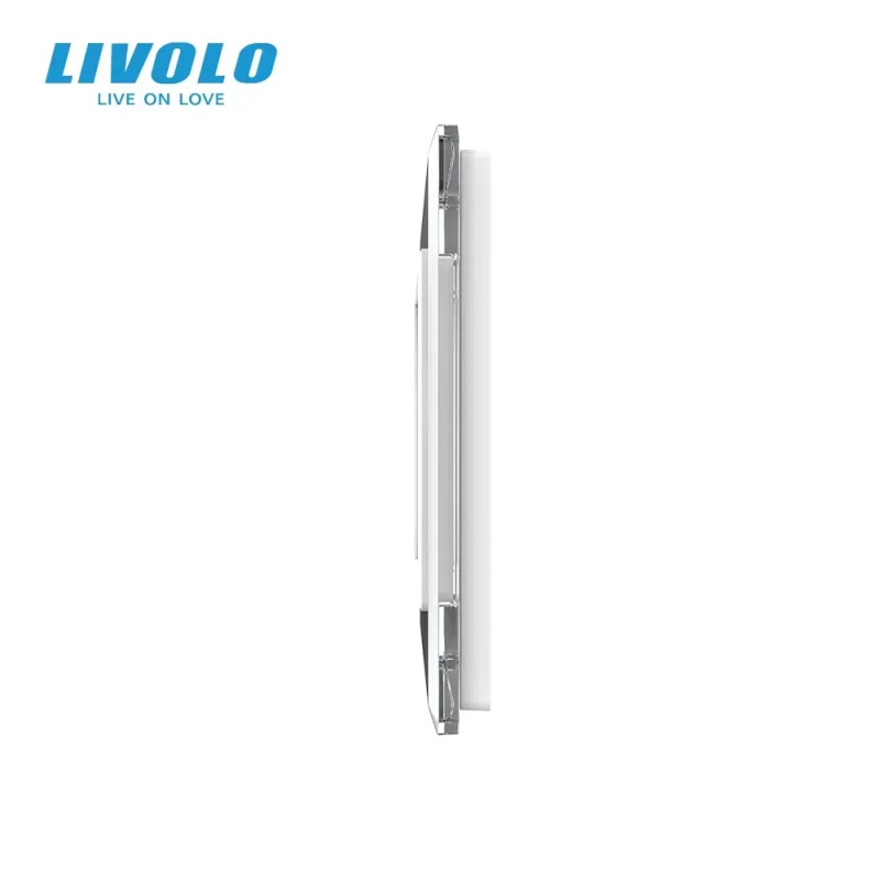 Рамка 1-постова LIVOLO, загартоване скло, біла 2.5D, 80×80 мм