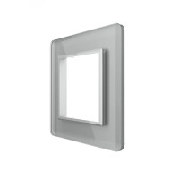 Рамка 1-постовая LIVOLO, закаленное стекло, серая 2.5D, 80×80 мм