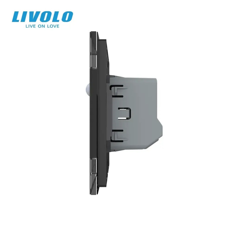 Прохідний світильник для сходів з датчиком руху, підсвітка підлоги Livolo чорний скло (VL-C7FCL2-2BP