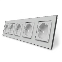 Пятиместная умная розетка ZigBee с заземлением Livolo серый (VL-C7FCTC16AZ-10IP)