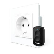 Радиоуправляемая (дистанционная) розетка с пультом LIVOLO, белая, с заземлением и защитными шторками, кер