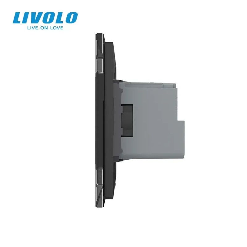 Радіокерована (дистанційна) розетка з пультом LIVOLO, чорна, з заземленням та захисними шторками, ке