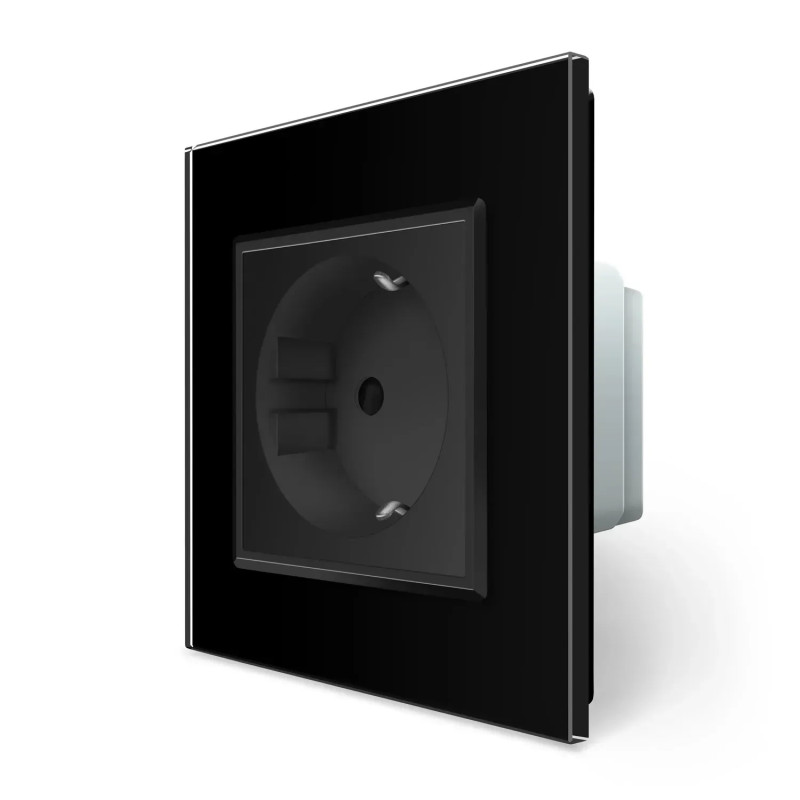 Радіокерована (дистанційна) розетка з пультом LIVOLO, чорна, з заземленням та захисними шторками, ке