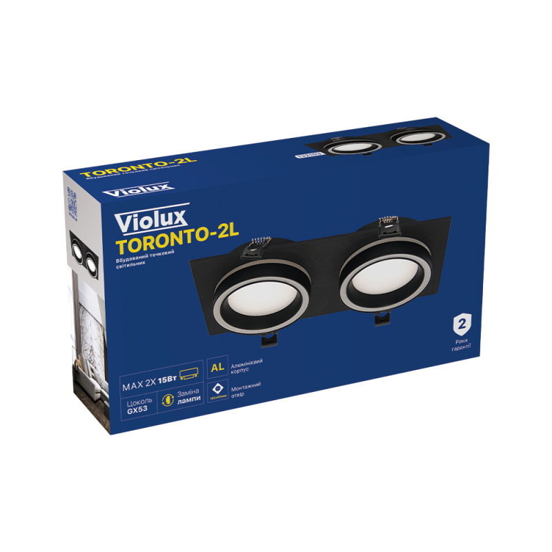 Светильник точечный Violux TORONTO-2L GX53 IP20 черный ( 132103 )