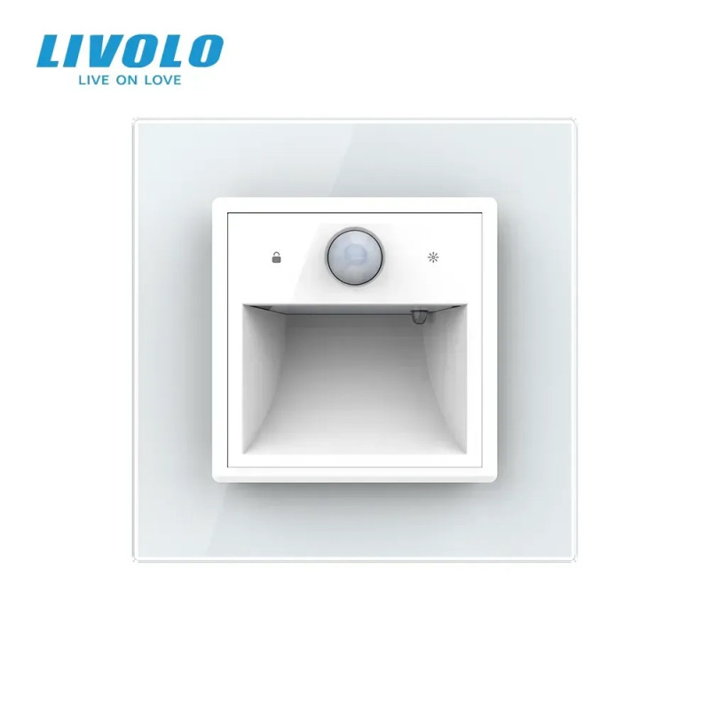 Прохідний світильник для сходів з датчиком руху, підсвітка підлоги LIVOLO білий матове скло