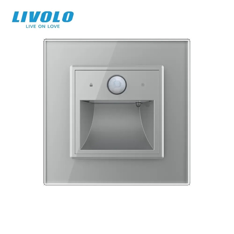 Проходной светильник для лестницы с датчиком движения, подсветка пола LIVOLO серое матовое стекло