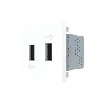 Подвійна розетка USB LIVOLO біла, з блоком живлення 2×USB-A 5V/2.1A, 2×10Вт, модуль (VL-FCUA-2WP)