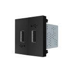 Подвійна розетка USB LIVOLO чорна, з блоком живлення 2×USB-A 5V/2.1A, 2×10Вт, модуль (VL-FCUA-2BP)